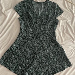 Green dress w/ white floral pattern